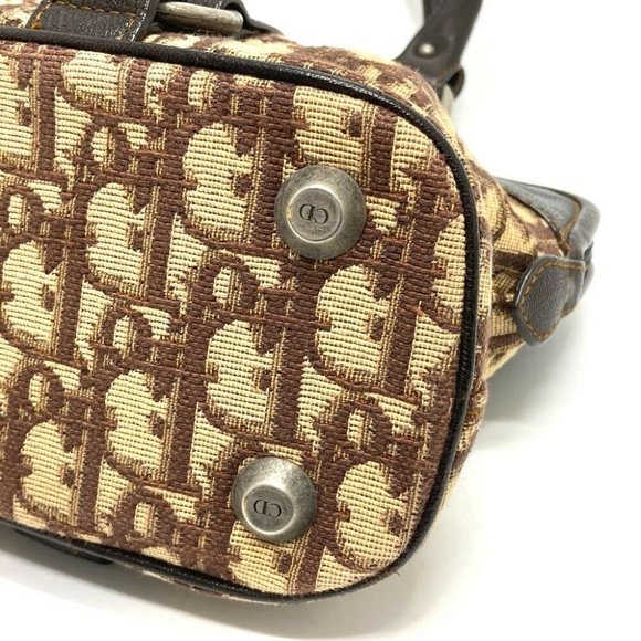 Authentic CHRISTIAN DIOR Trotter CD logo Vintage semi-shoulder Hand Bag Brown - Picture 8 of 12